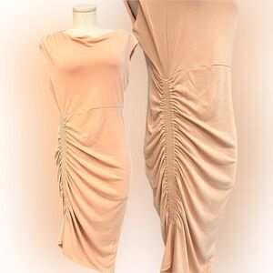 GOTTEX peach long asymmetrical figure hugging long dress